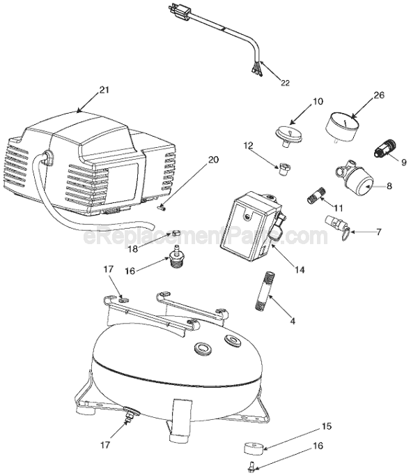 Page A Diagram and Parts List for CPFAC2040P Type 3 Porter Cable Compressor